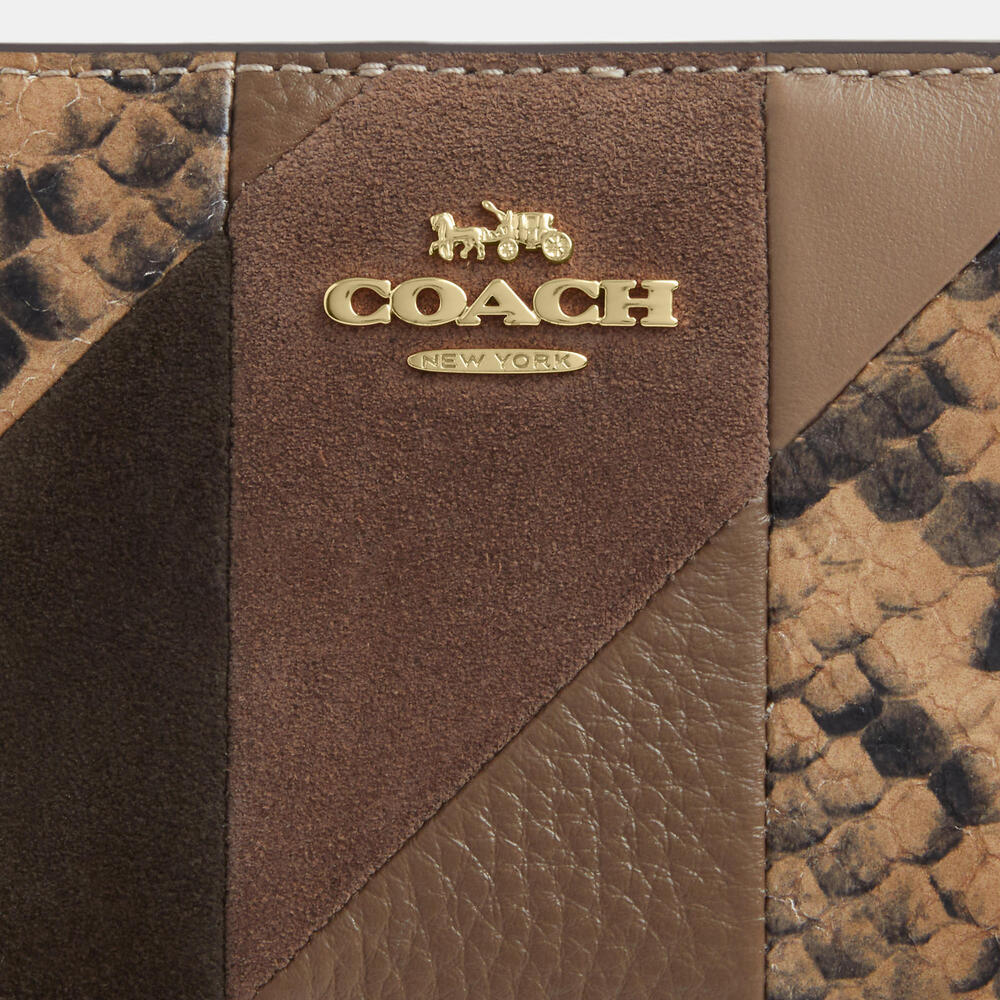 Coach Snap Wallet With Patchwork And Snake Print - Picture 4 of 7